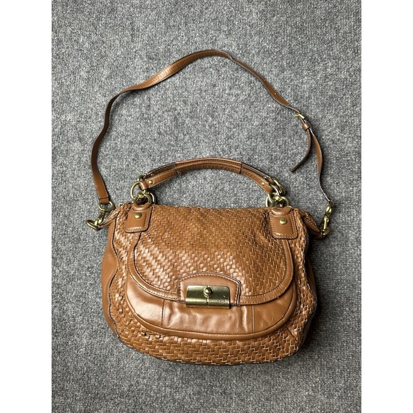 Womens Coach Woven Leather Brown Shoulder Bag Size One Size